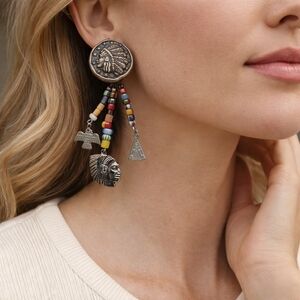 Bohemian Silver and Multicolor Beaded Earrings